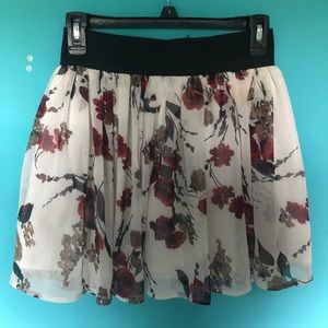 Charlotte Russe white skirt with red flowers
